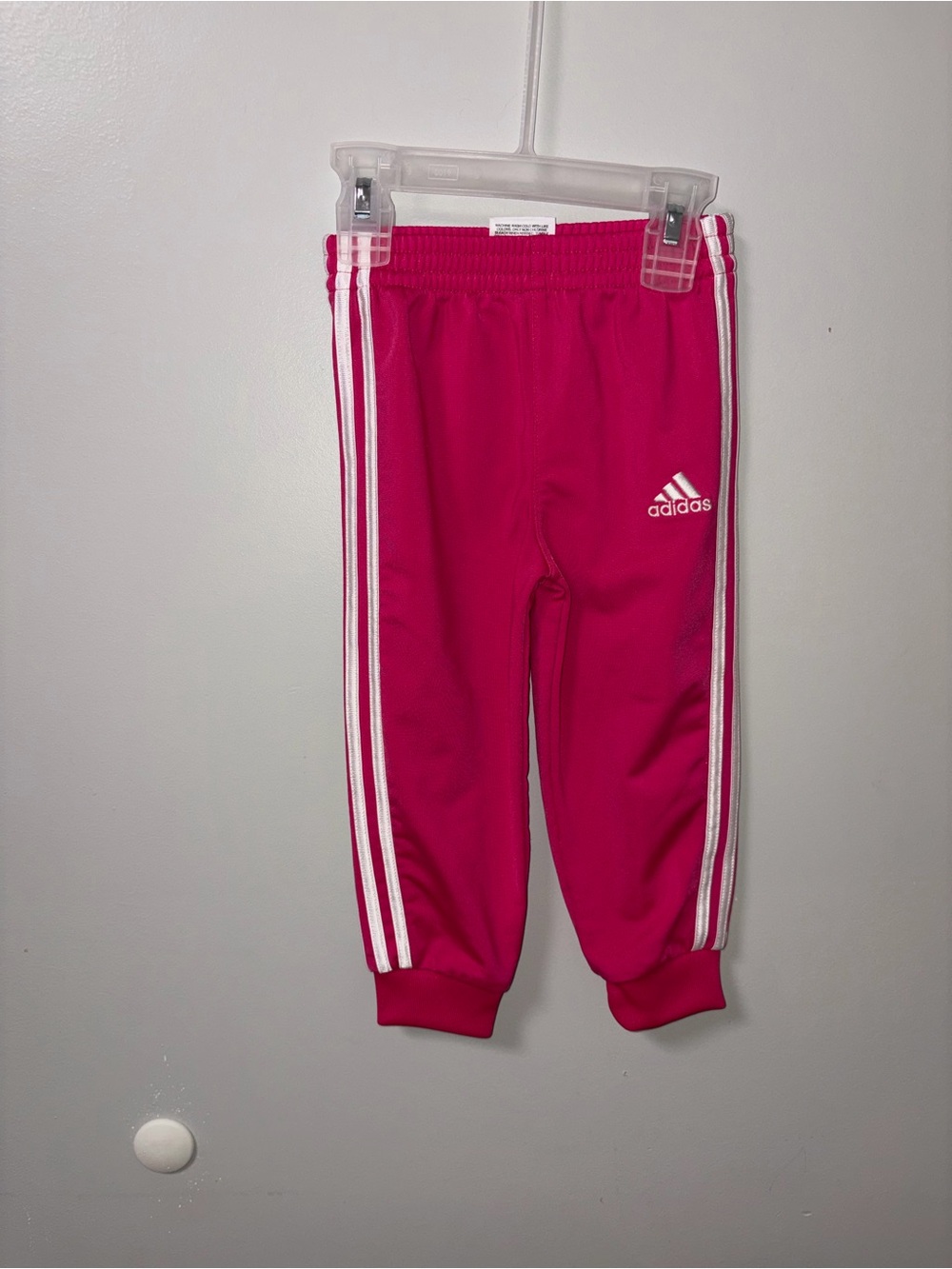 Adidas Hot Pink & White Track Pants Joggers Girls 18M